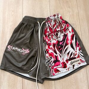 Anime Graphic Men's Shorts - Black and Red
